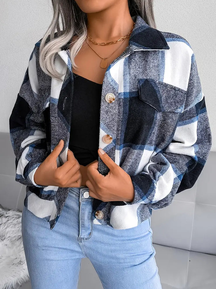 Zoe | Cropped Plaid Flannel Jacket