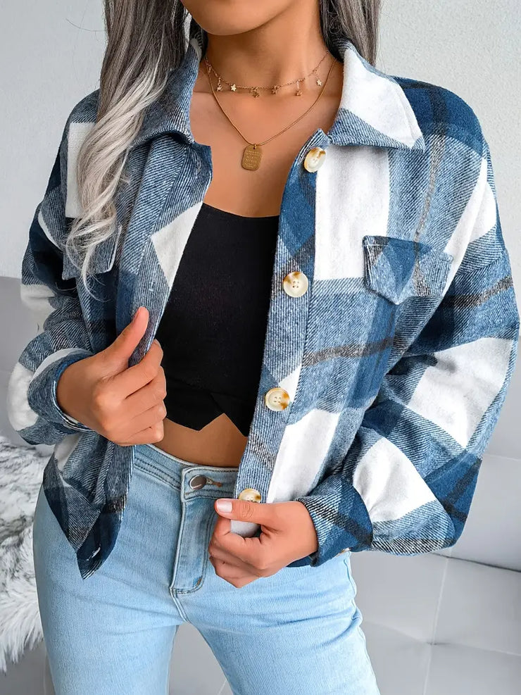 Zoe | Cropped Plaid Flannel Jacket