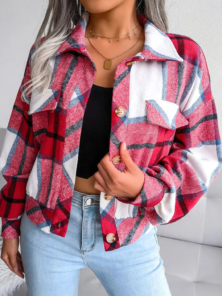 Zoe | Cropped Plaid Flannel Jacket