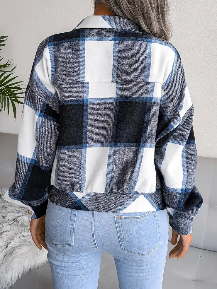 Zoe | Cropped Plaid Flannel Jacket