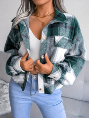 Zoe | Cropped Plaid Flannel Jacket